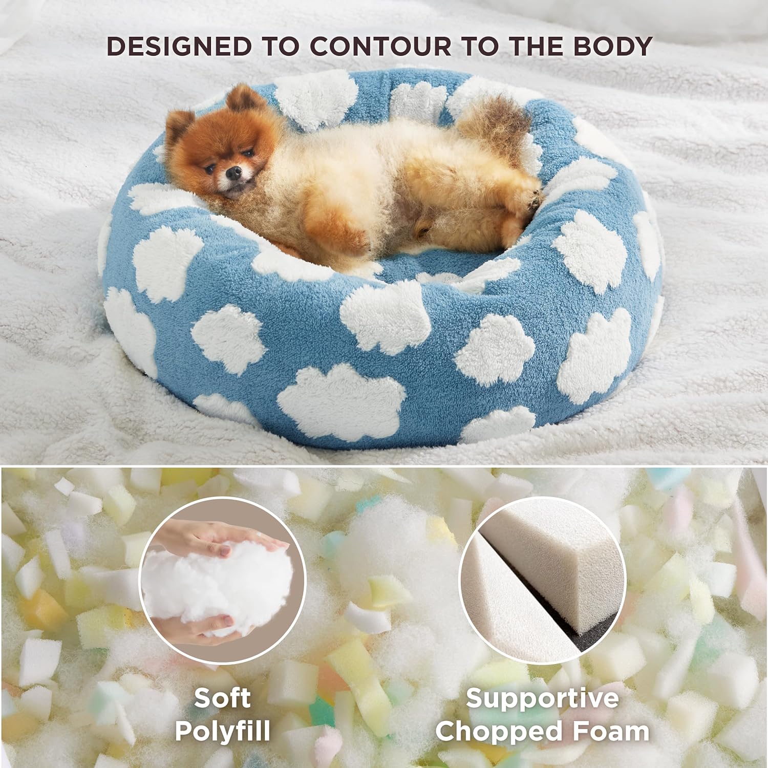 Leisure Round Cat Bed Donut Small Dog Calming Plush