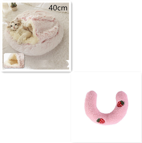 2-in-1 Round Plush Dog and Cat Winter Bed
